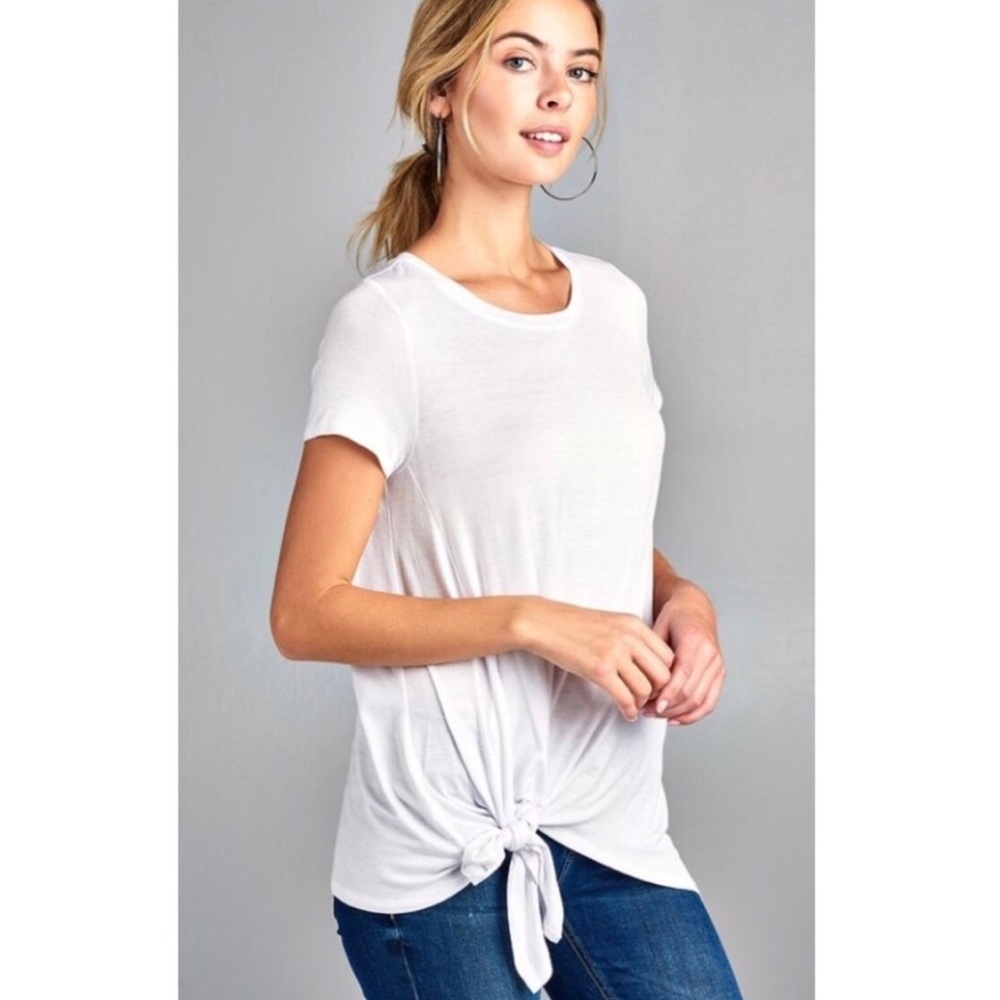 White Side Tie Tunic Top - Picture 2 of 3